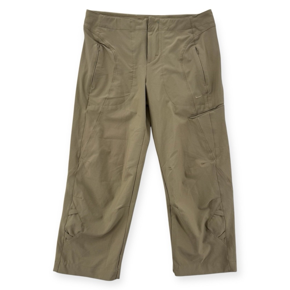 Nike Pants Womens Small 4-6 Khaki Cropped Lightweight Zip Pockets‎ Active